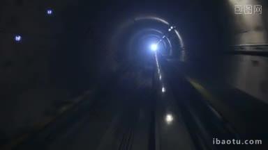 地铁隧道客舱视图中移动的火车